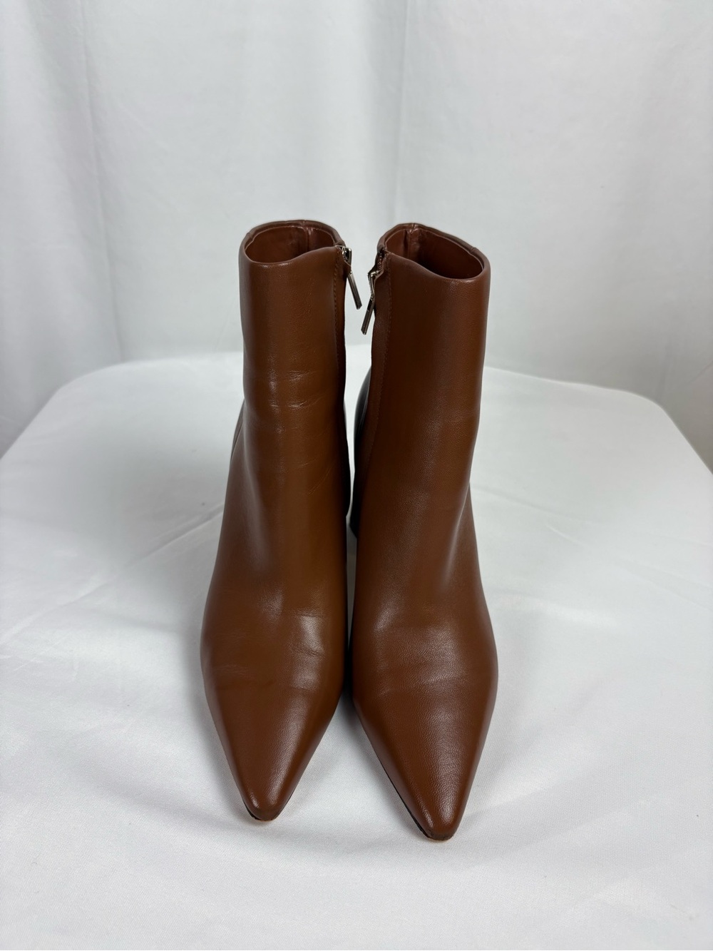 Marc Fisher Brown Pointed Toe Leather Ankle Booties